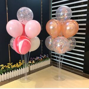 Balloon Stands, 7 Piece Balloons Stand, Balloon Bouquet Centerpieces Stand Kit for Table, Balloon Stick Holder with Base for Birthday Wedding Graduation Baby Shower Gender Reveal Party Decorations