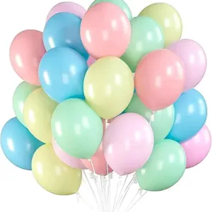 Pastel Balloons Latex Party Balloons, 50 pieces 12 inch Round Multicolor Macaron Balloons for Birthday Rainbow Party Baby Shower Wedding Decorations