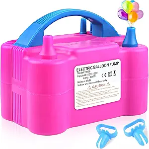 Balloon Pump Electric HT-501,110V 600W Balloon Blower Inflator Dual Nozzle Air Pump Balloons Inflator for Decoration, Party, Sport,Gifts:2 Balloon Tying Tools (Pack of 1)