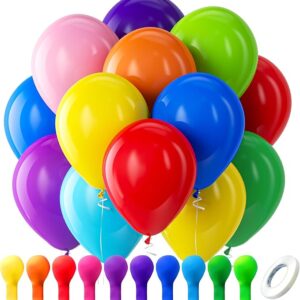 Color Balloons, each pack contain 50 Pieces with 12 inch Round Helium Bright Color Balloons for Birthday Baby Shower Wedding Party Decorations