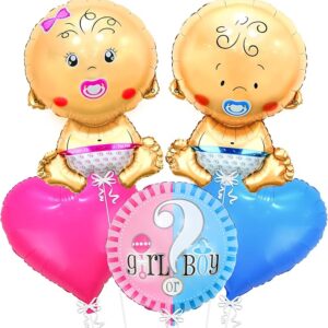 Baby Shower Gender Reveal Baby Balloons 5 Piece Set - 30 Inch | Pink and Blue Balloons, Baby Shower Decorations | Gender Reveal Decorations