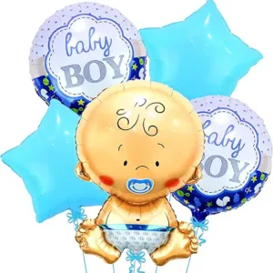 Baby Boy Balloons Set - Large 27 Inch, Pack of 5 | Its A Boy Balloons for Gender Reveal Decorations | Baby Balloons for Baby Shower Decorations | Gender Reveal Baby Shower Balloons for Boy