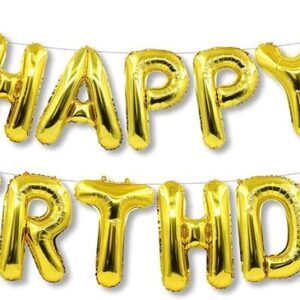 Happy Birthday Foil Balloon Banner Set For Boys Girls Kids Men Women | 13 Letters Reusable Happy Birthday Metallic Foil Balloons Decoration Kit, 13 Pcs