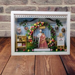 JMD Events WEDDING MINIATURE WALL DESIGN ,3D Miniature Wedding Photo Frame Box, Unique Customized Box for your Love Ones