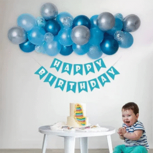 JMD Blue And Silver Happy Birthday Balloon Decoration kit