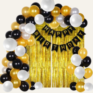 JMD Black-Golden-Silver Birthday Decoration Kit
