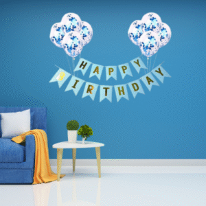 JMD Happy Birthday Blue Banner And Balloons