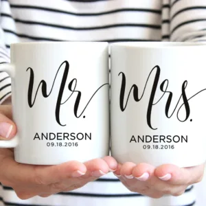 JMD Events Unique Personalised Mr. & Mrs. Coffee Mug Coffee Mug with Name | Best Gift for Couples, Anniversary, Engagement, Newly Wedded Couple