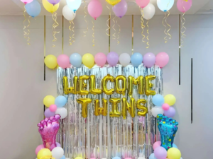 Welcome Twins Balloon Decoration Setup