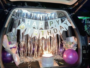 Car Boot Birthday Surprise Decoration, Balloons & LED Lights | JMD Events Gwalior