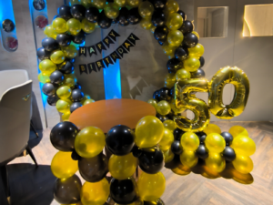 Golden Black Milestone Birthday Balloon Ring Decoration with Number Foil