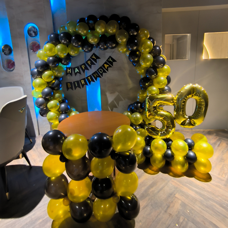 Golden Black Milestone Birthday Balloon Ring Decoration with Number Foil