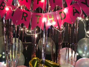 Elegant Pink & Gold Birthday Car Boot Decoration Setup