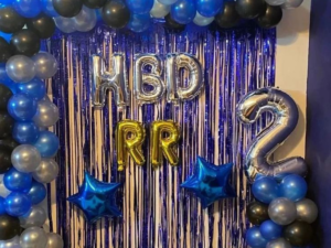 Blue & Black Balloon Birthday Decoration with Number Foil (2nd Birthday Theme)