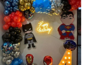 Superhero Theme Balloon Decoration for Kids Birthday – Batman, Superman & Avengers Setup