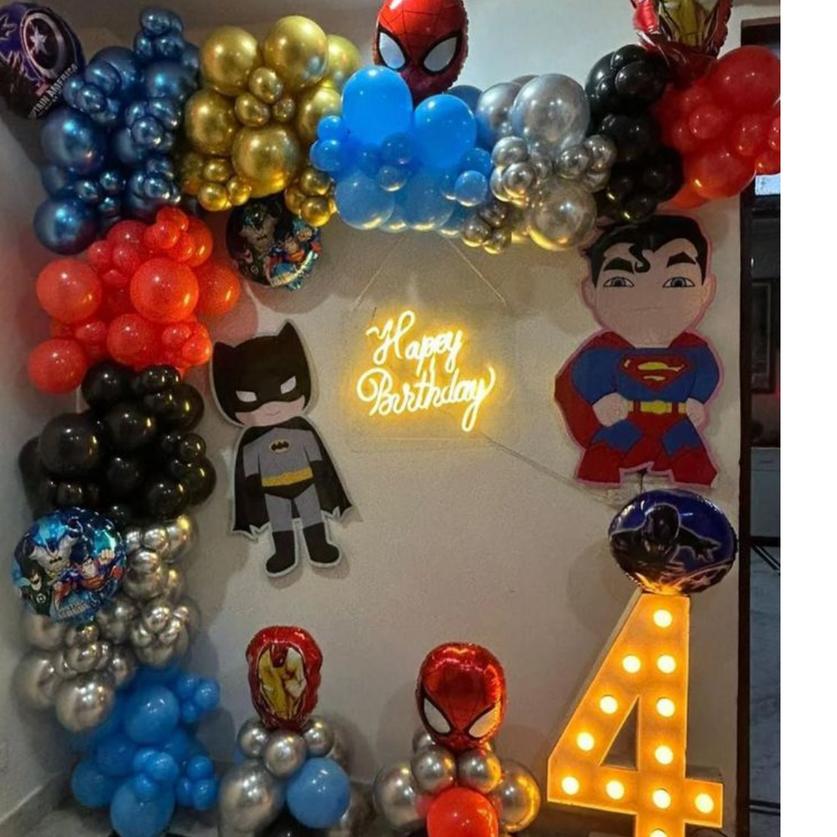 Superhero Theme Balloon Decoration for Kids Birthday – Batman, Superman & Avengers Setup