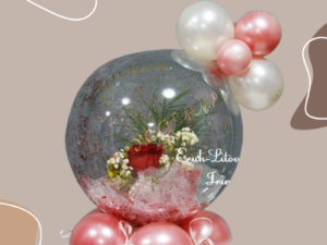 Personalized Bubble Balloon with Rose Flower | Elegant Gift Balloon Arrangement
