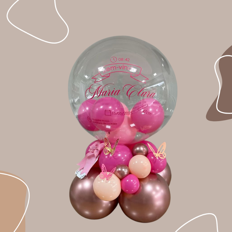 Personalized Baby Girl Welcome Balloon Stand Decoration