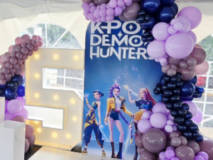 K-Pop Demon Hunters Theme 5th Birthday Balloon Arch Decoration with LED Number | JMD Events