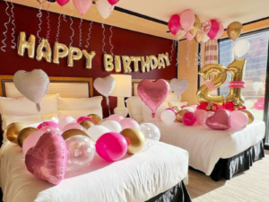 Luxury Birthday Room Decoration with Pink, Gold & White Balloons | Happy Birthday Surprise Setup