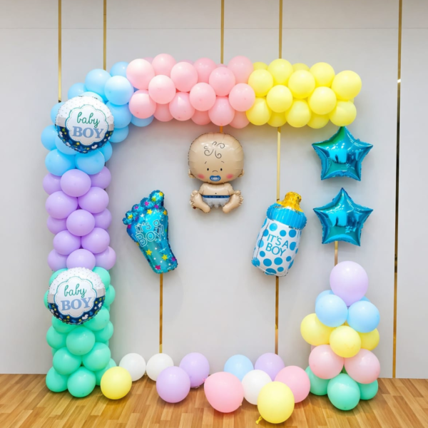 JMD Welcome Baby Boy Pastel Balloon Arch Decoration Backdrop